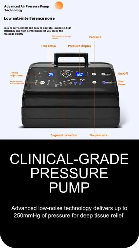 Air Compression Leg & Arm Massager for Feet, Calf and Thigh – Heavy Duty Corded Electric Therapy DVT Pump Device - Image 2